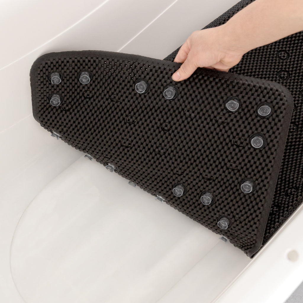 RAY STAR 17''X36'' double-layer Black Non Slip, Soft Foam Bathtub Mats Bath Mat with Drain Holes, Suction Cups