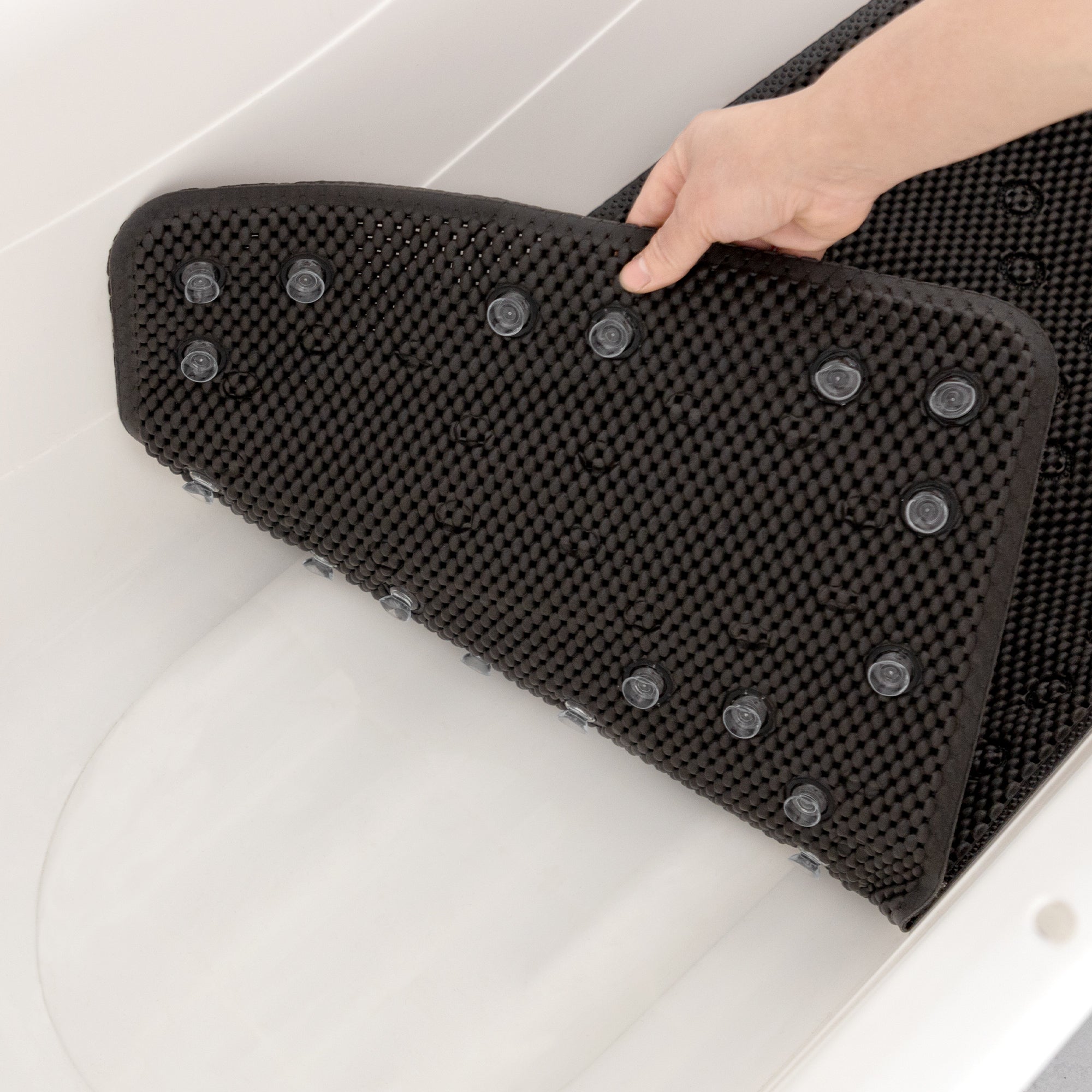 RAY STAR 17''X36'' double-layer Black Non Slip, Soft Foam Bathtub Mats Bath Mat with Drain Holes, Suction Cups