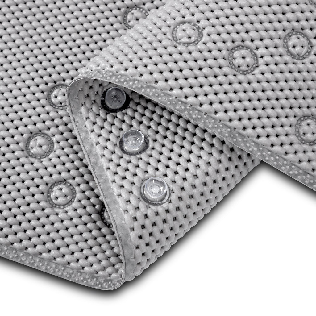 RAY STAR 17''X36''double-layer Grey Non Slip, Soft Foam Bathtub Mats Bath Mat with Drain Holes, Suction Cups