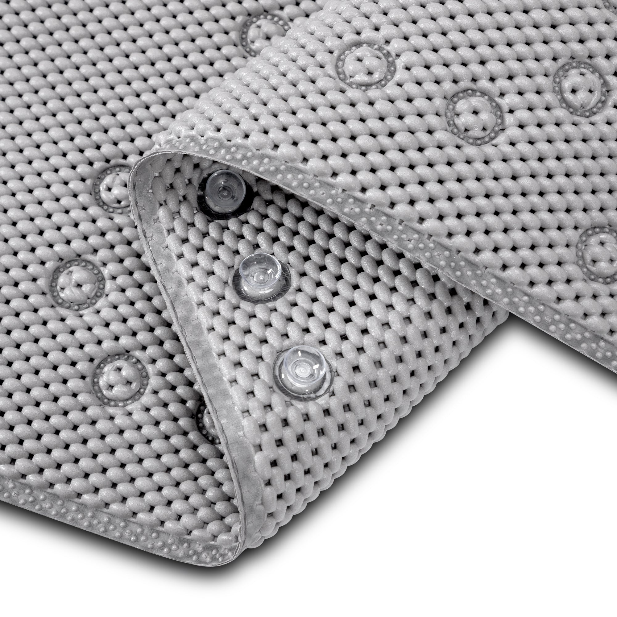 RAY STAR 17''X36''double-layer Grey Non Slip, Soft Foam Bathtub Mats Bath Mat with Drain Holes, Suction Cups