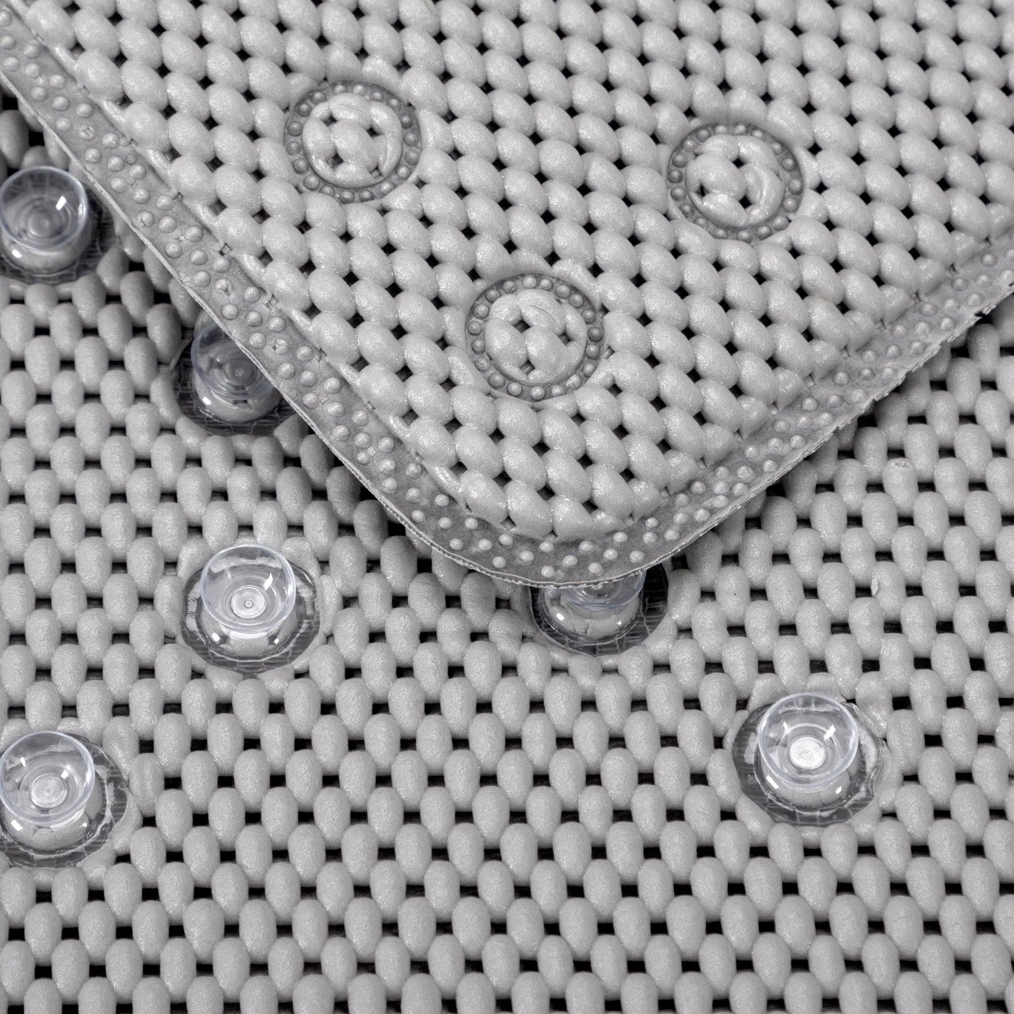 RAY STAR 17''X36''double-layer Grey Non Slip, Soft Foam Bathtub Mats Bath Mat with Drain Holes, Suction Cups