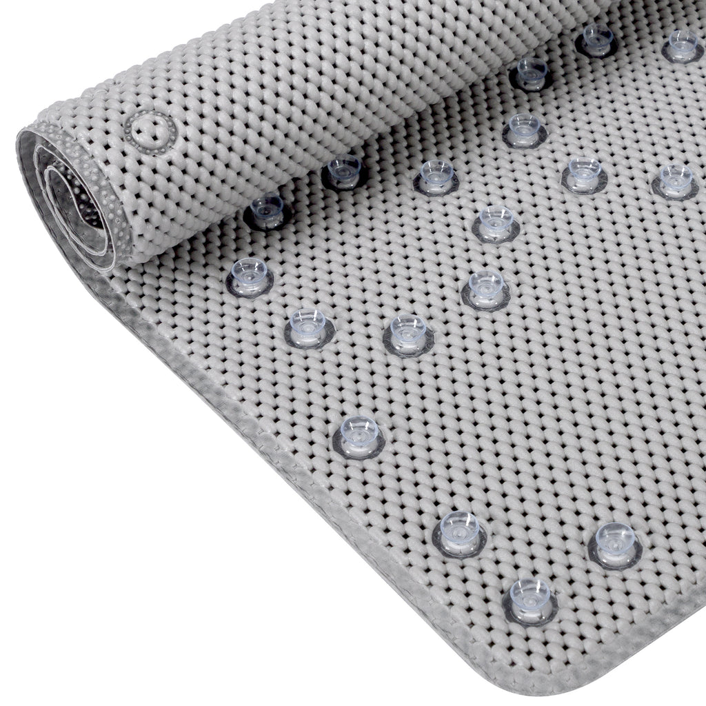 RAY STAR 17''X36''double-layer Grey Non Slip, Soft Foam Bathtub Mats Bath Mat with Drain Holes, Suction Cups