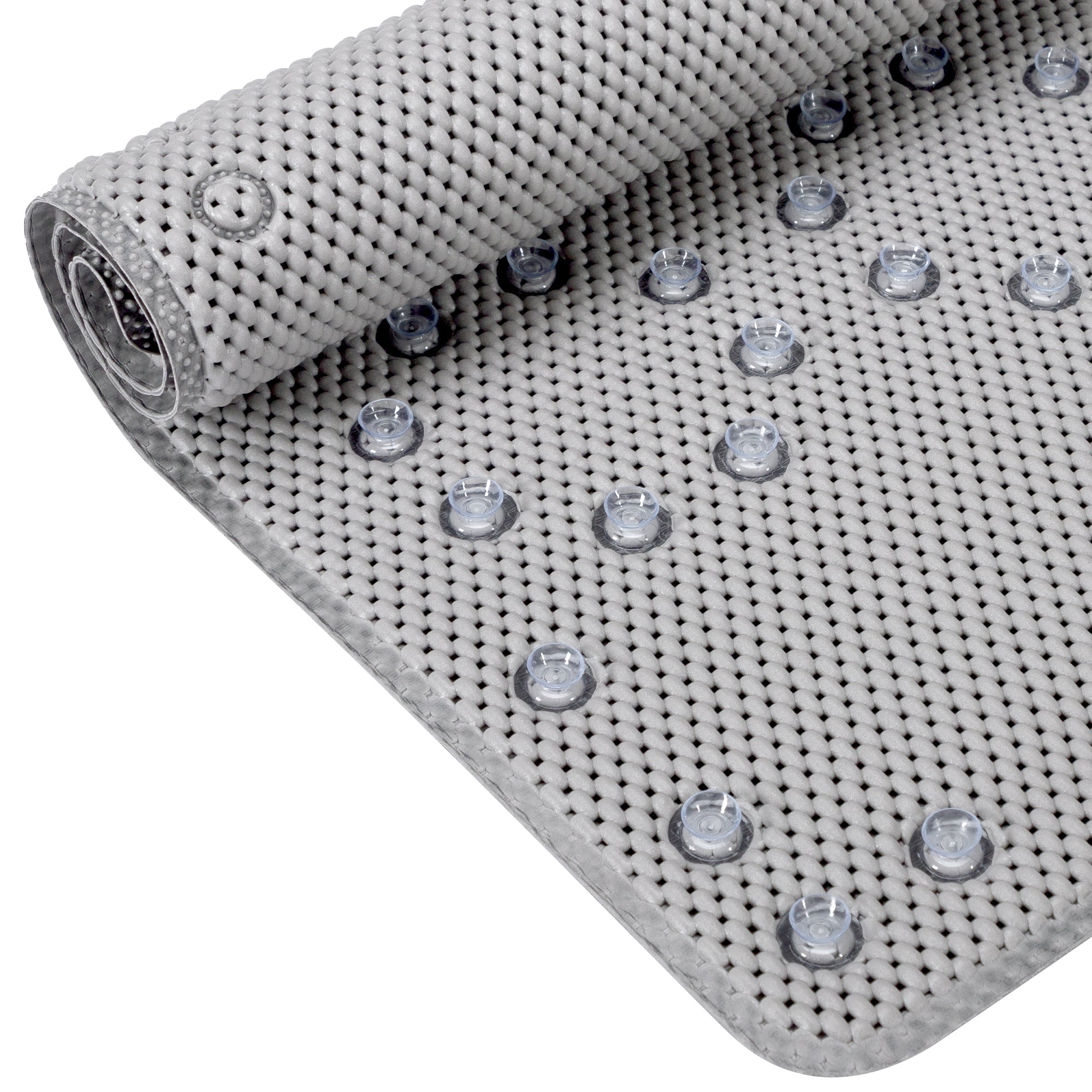 RAY STAR 17''X36''double-layer Grey Non Slip, Soft Foam Bathtub Mats Bath Mat with Drain Holes, Suction Cups