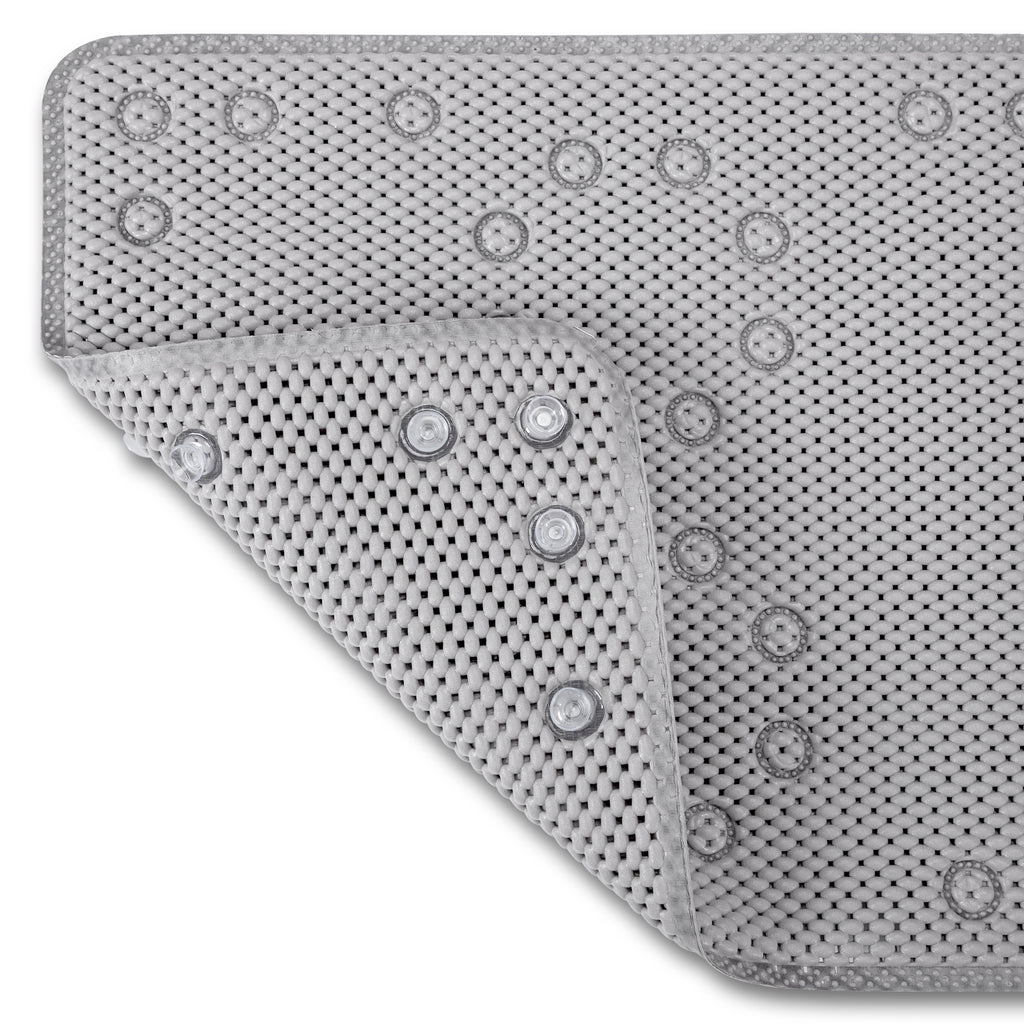 RAY STAR 17''X36''double-layer Grey Non Slip, Soft Foam Bathtub Mats Bath Mat with Drain Holes, Suction Cups