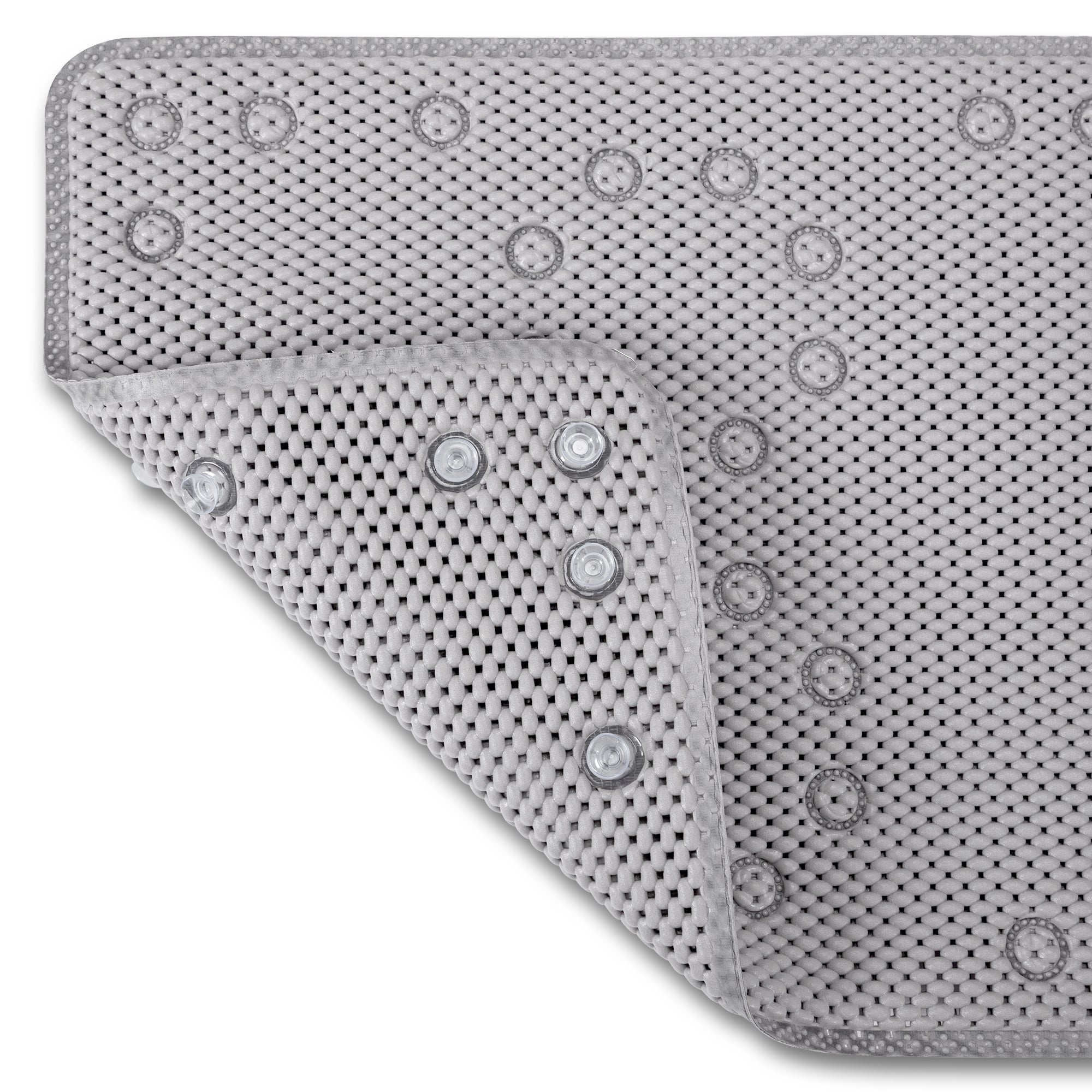 RAY STAR 17''X36''double-layer Grey Non Slip, Soft Foam Bathtub Mats Bath Mat with Drain Holes, Suction Cups