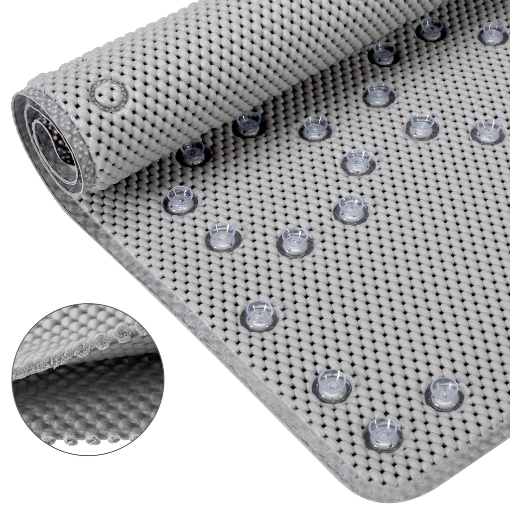 RAY STAR 17''X36''double-layer Grey Non Slip, Soft Foam Bathtub Mats Bath Mat with Drain Holes, Suction Cups