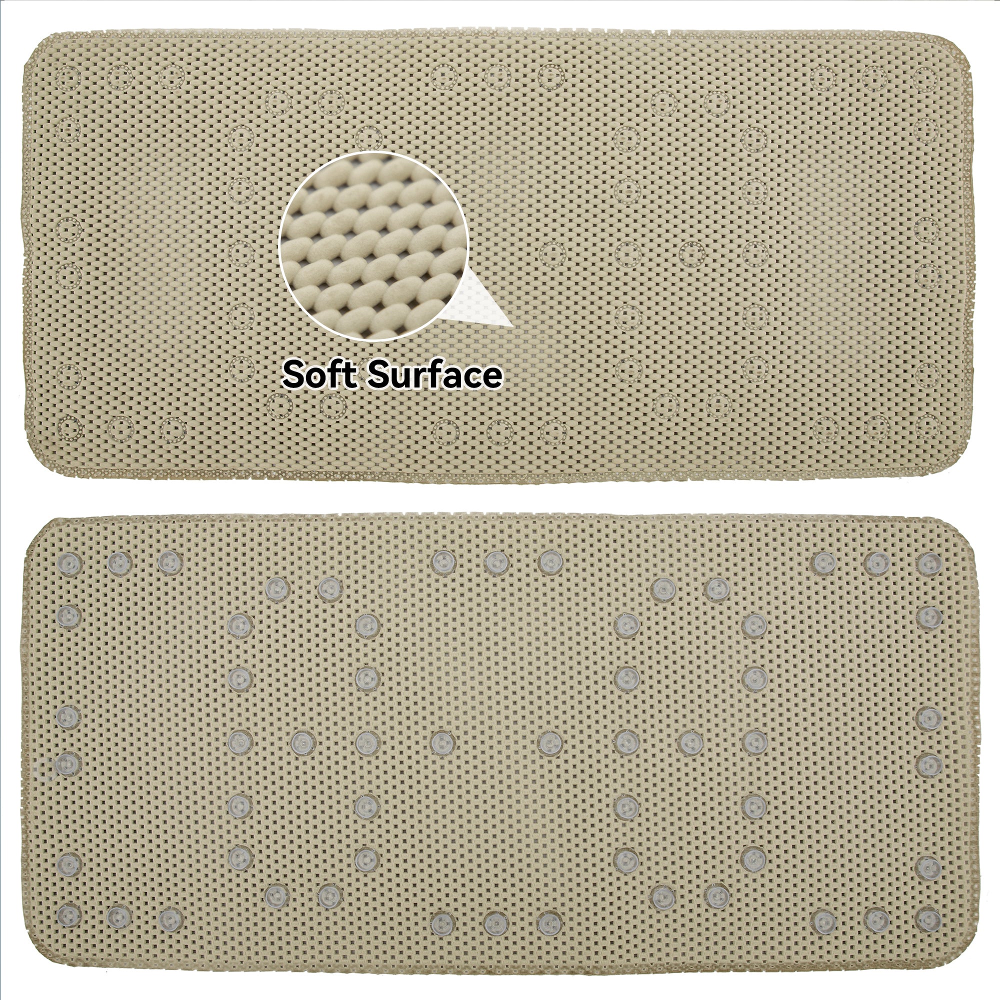 RAY STAR 17''X36''Light coffee color Non Slip, Soft Foam Bathtub Mats Bath Mat with Drain Holes, Suction Cups