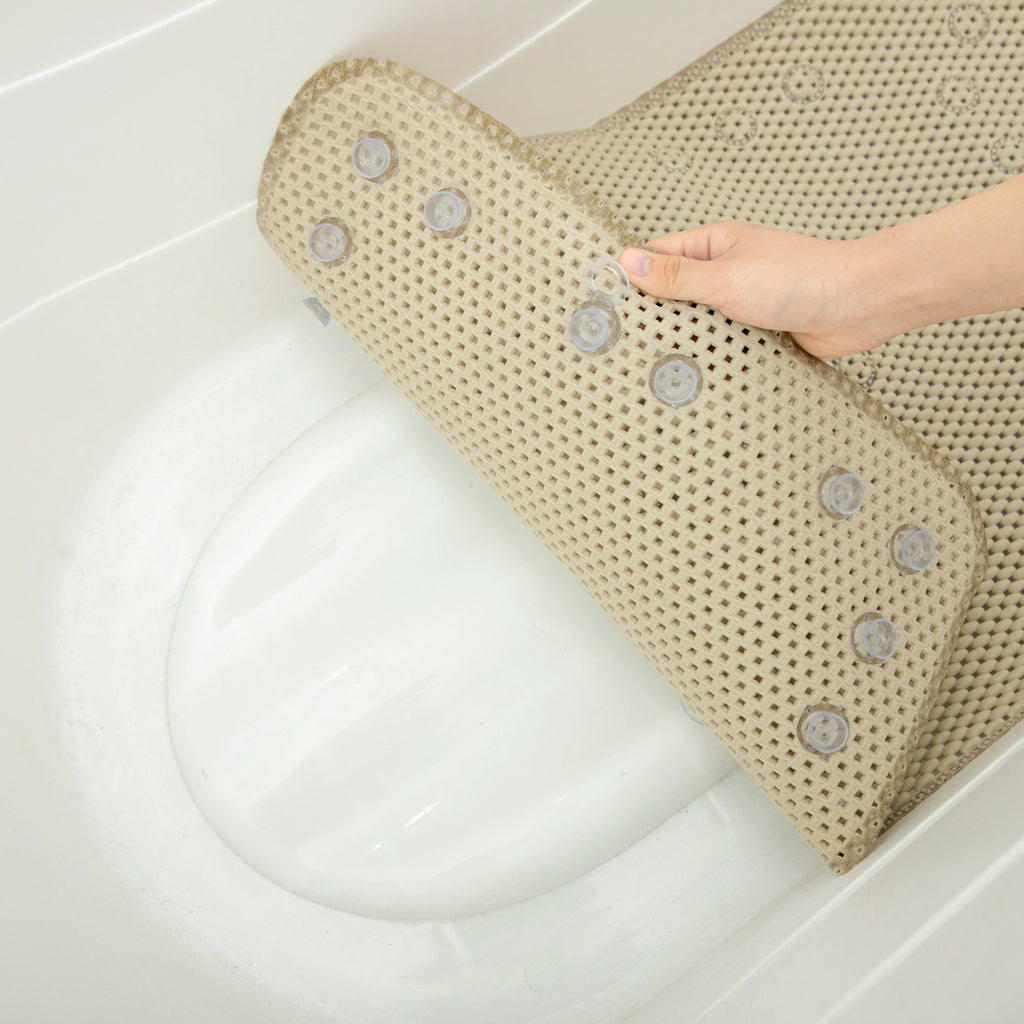 RAY STAR 17''X36''Light coffee color Non Slip, Soft Foam Bathtub Mats Bath Mat with Drain Holes, Suction Cups