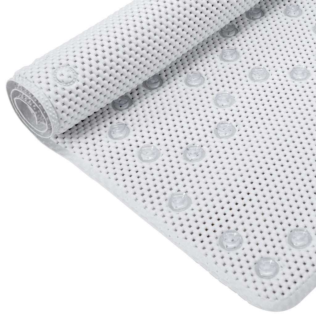 RAY STAR 17''X36'' double-layer White Non Slip, Soft Foam Bathtub Mats Bath Mat with Drain Holes, Suction Cups