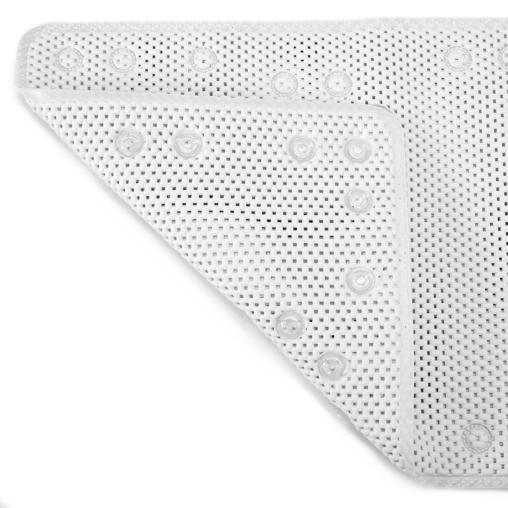 RAY STAR 17''X36'' double-layer White Non Slip, Soft Foam Bathtub Mats Bath Mat with Drain Holes, Suction Cups