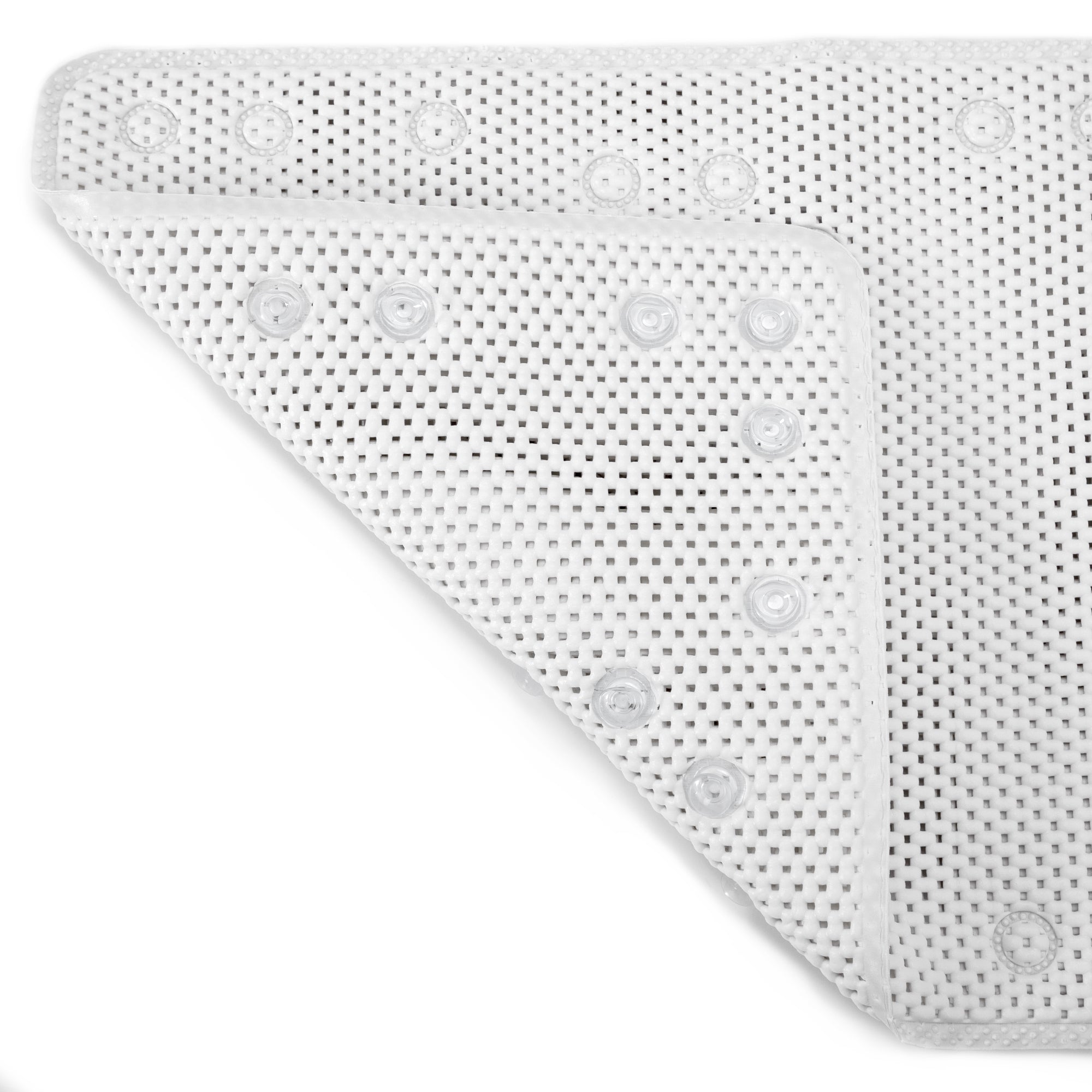 RAY STAR 17''X36'' double-layer White Non Slip, Soft Foam Bathtub Mats Bath Mat with Drain Holes, Suction Cups