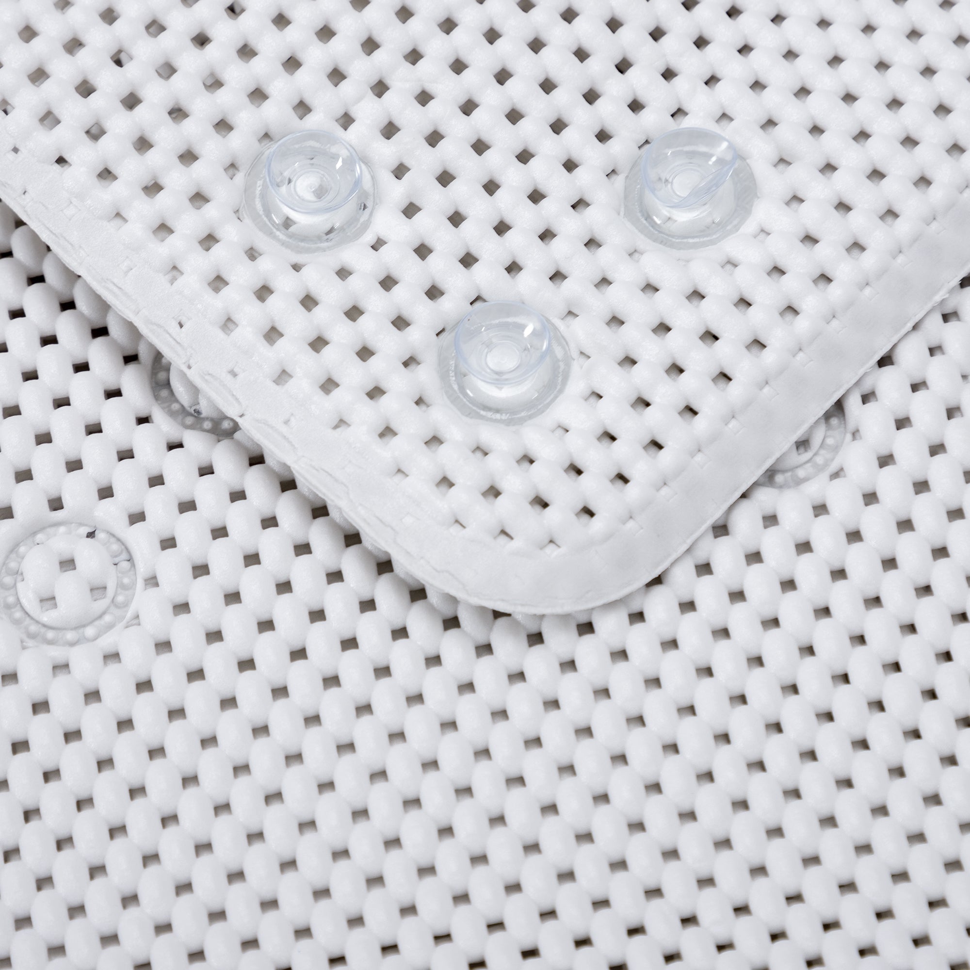 RAY STAR 17''X36'' double-layer White Non Slip, Soft Foam Bathtub Mats Bath Mat with Drain Holes, Suction Cups