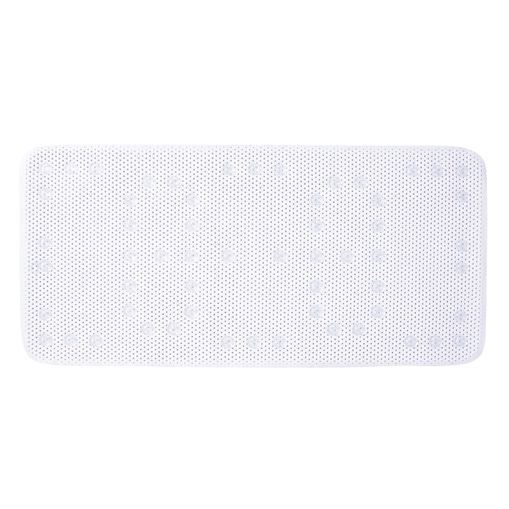 RAY STAR 17''X36'' White Non Slip, Soft Foam Bathtub Mats Bath Mat with Drain Holes, Suction Cups