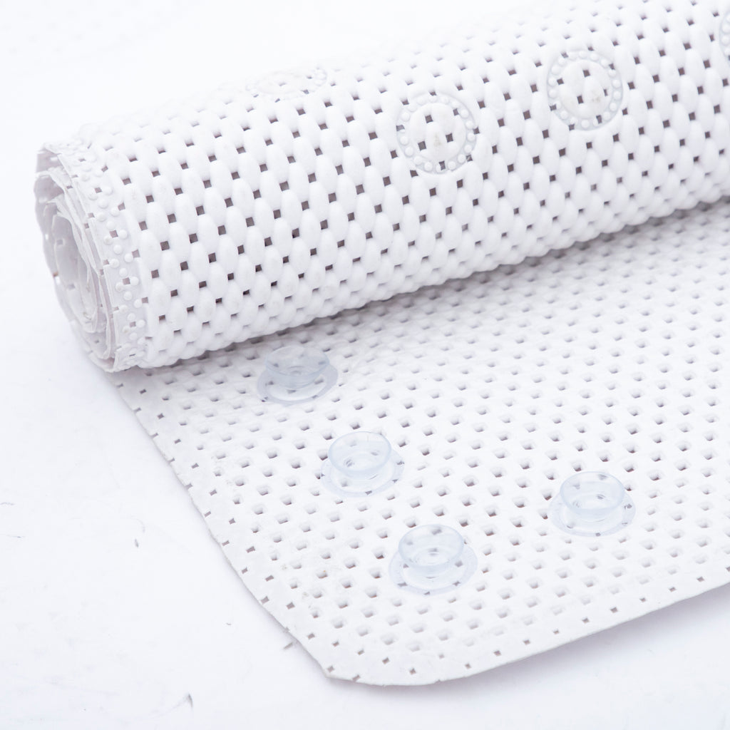 RAY STAR 17''X36'' White Non Slip, Soft Foam Bathtub Mats Bath Mat with Drain Holes, Suction Cups
