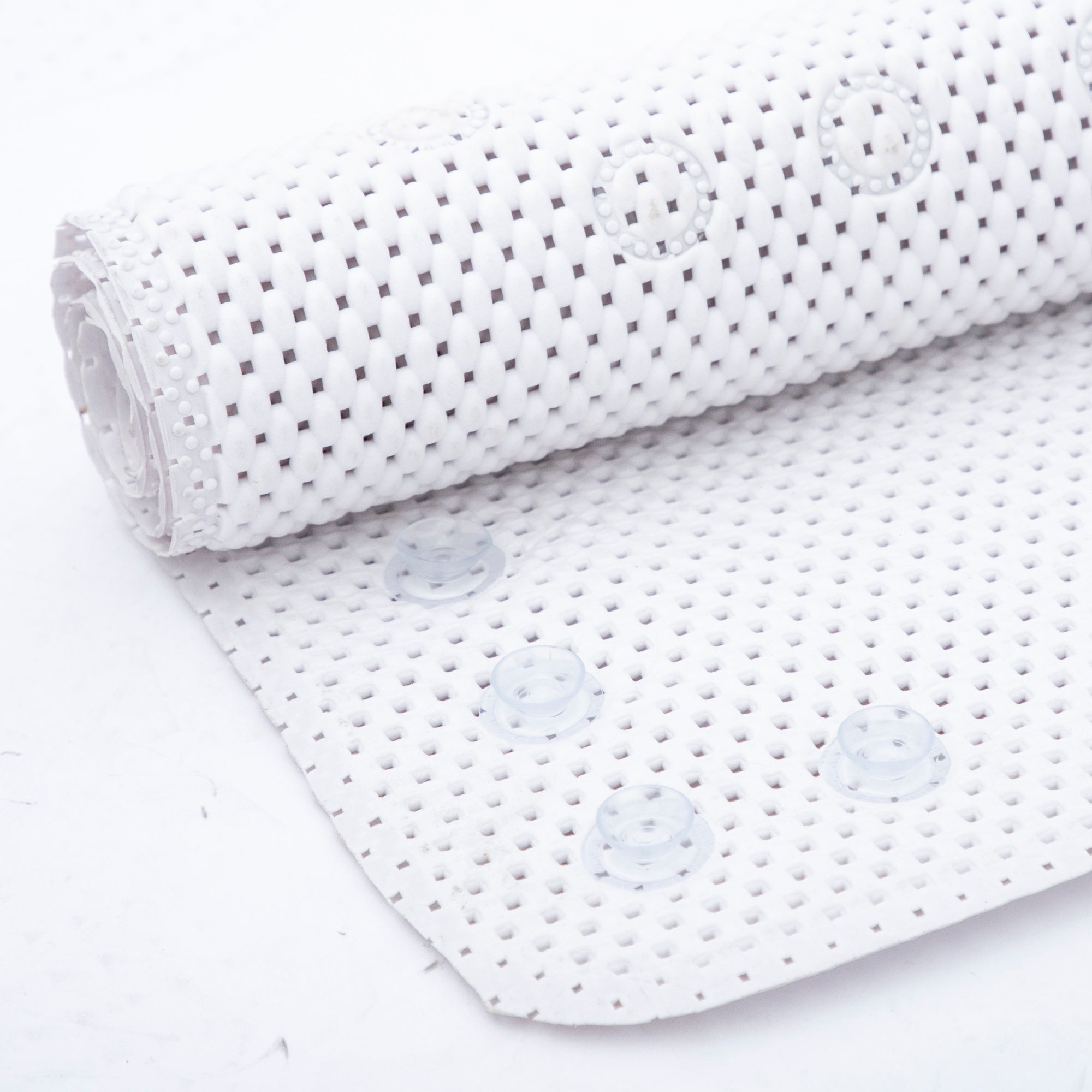 RAY STAR 17''X36'' White Non Slip, Soft Foam Bathtub Mats Bath Mat with Drain Holes, Suction Cups