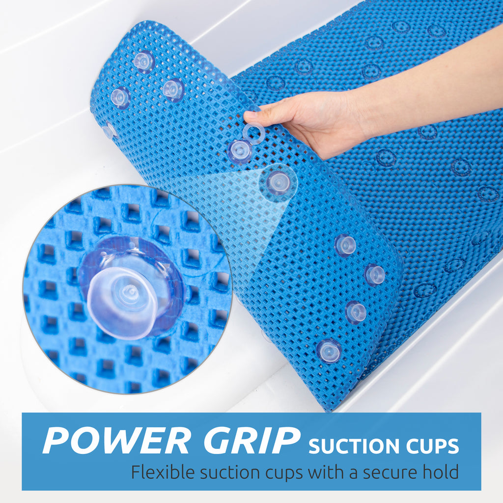 RAY STAR 17''X36'' Navy Blue Non Slip, Soft Foam Bathtub Mats Bath Mat with Drain Holes, Suction Cups