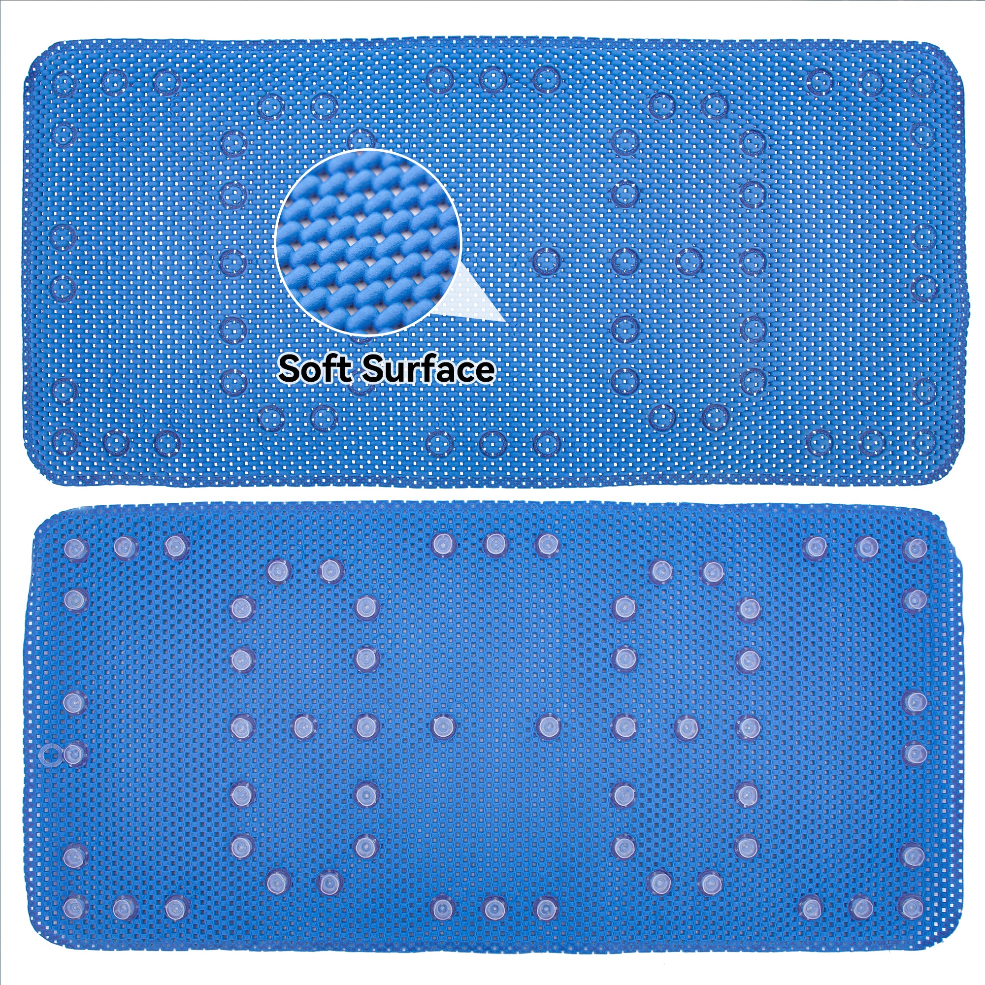 RAY STAR 17''X36'' Navy Blue Non Slip, Soft Foam Bathtub Mats Bath Mat with Drain Holes, Suction Cups