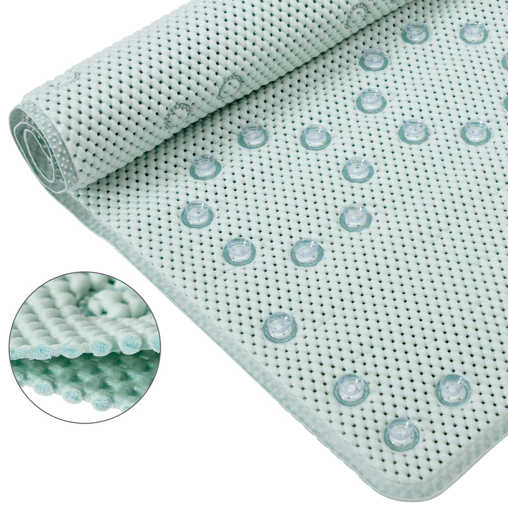 RAY STAR 17''X36''Light Green Non Slip, Soft Foam Bathtub Mats Bath Mat with Drain Holes, Suction Cups
