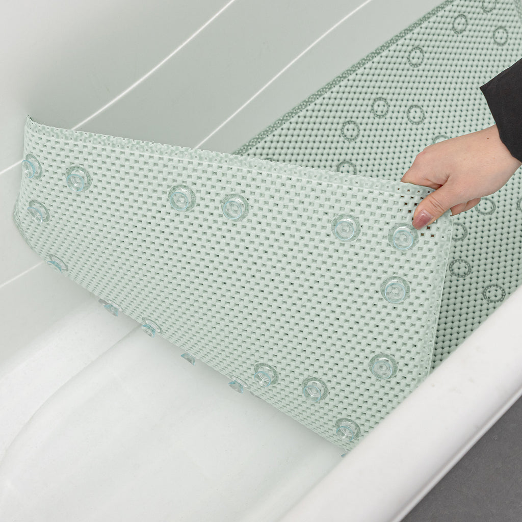 RAY STAR 17''X36''Light Green Non Slip, Soft Foam Bathtub Mats Bath Mat with Drain Holes, Suction Cups