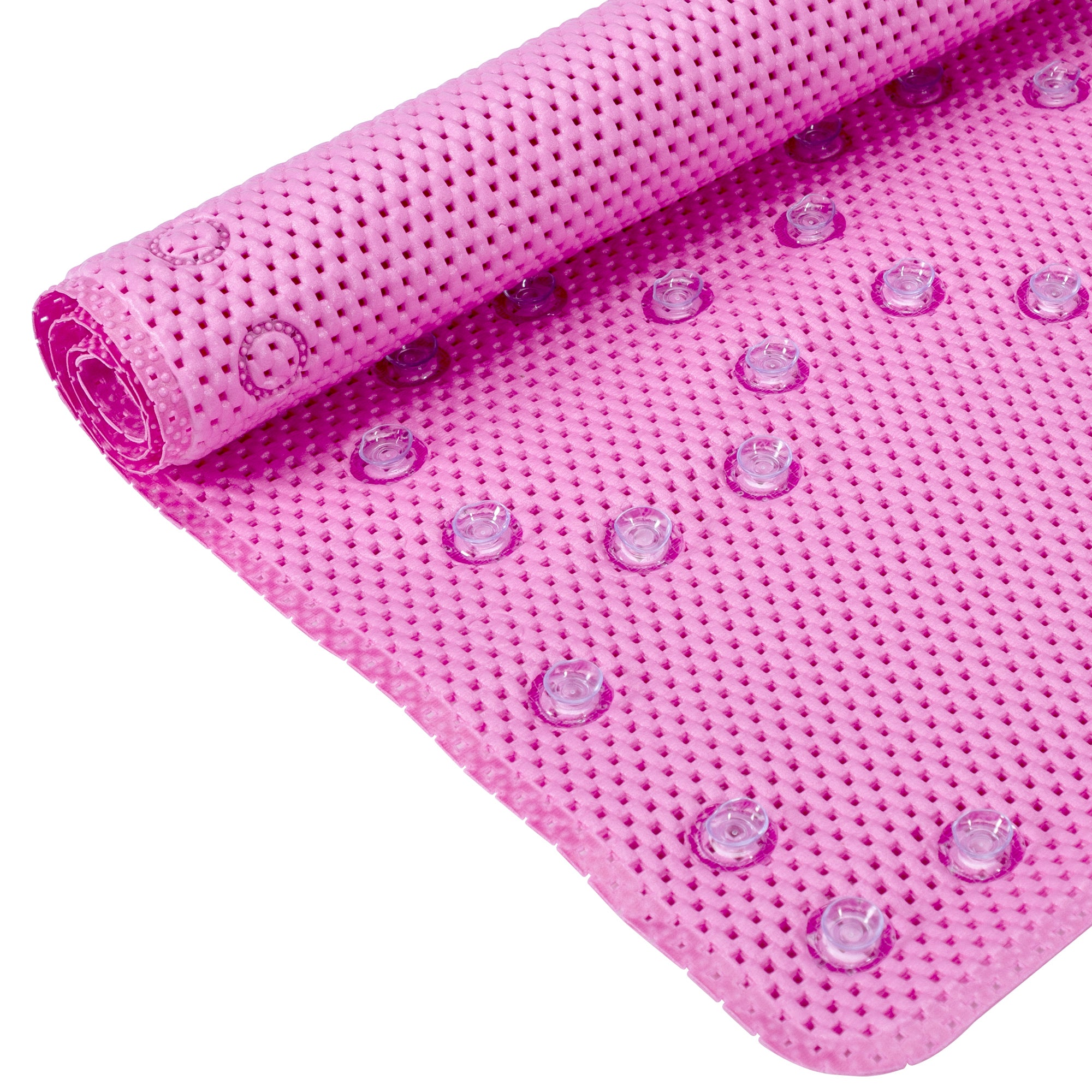 RAY STAR 17''X36''Rose Red Non Slip, Soft Foam Bathtub Mats Bath Mat with Drain Holes, Suction Cups