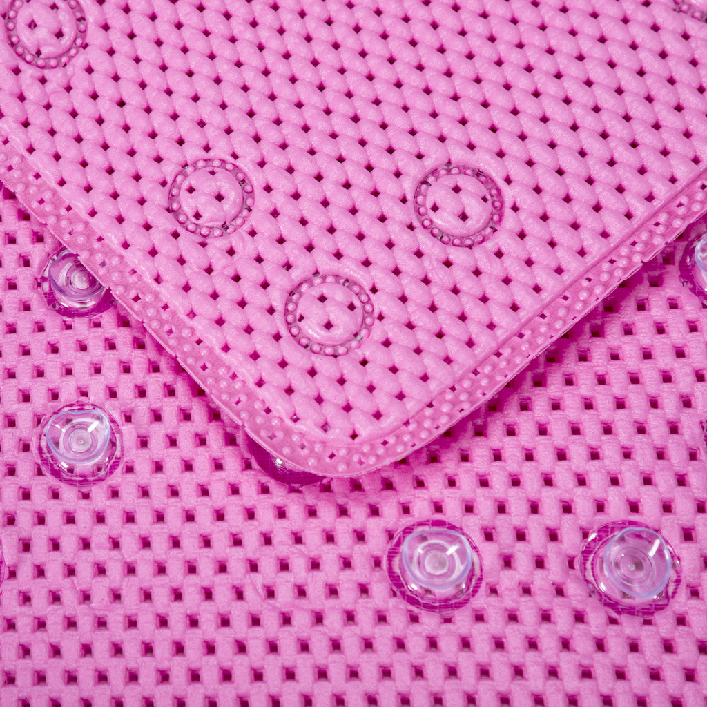 RAY STAR 17''X36''Rose Red Non Slip, Soft Foam Bathtub Mats Bath Mat with Drain Holes, Suction Cups