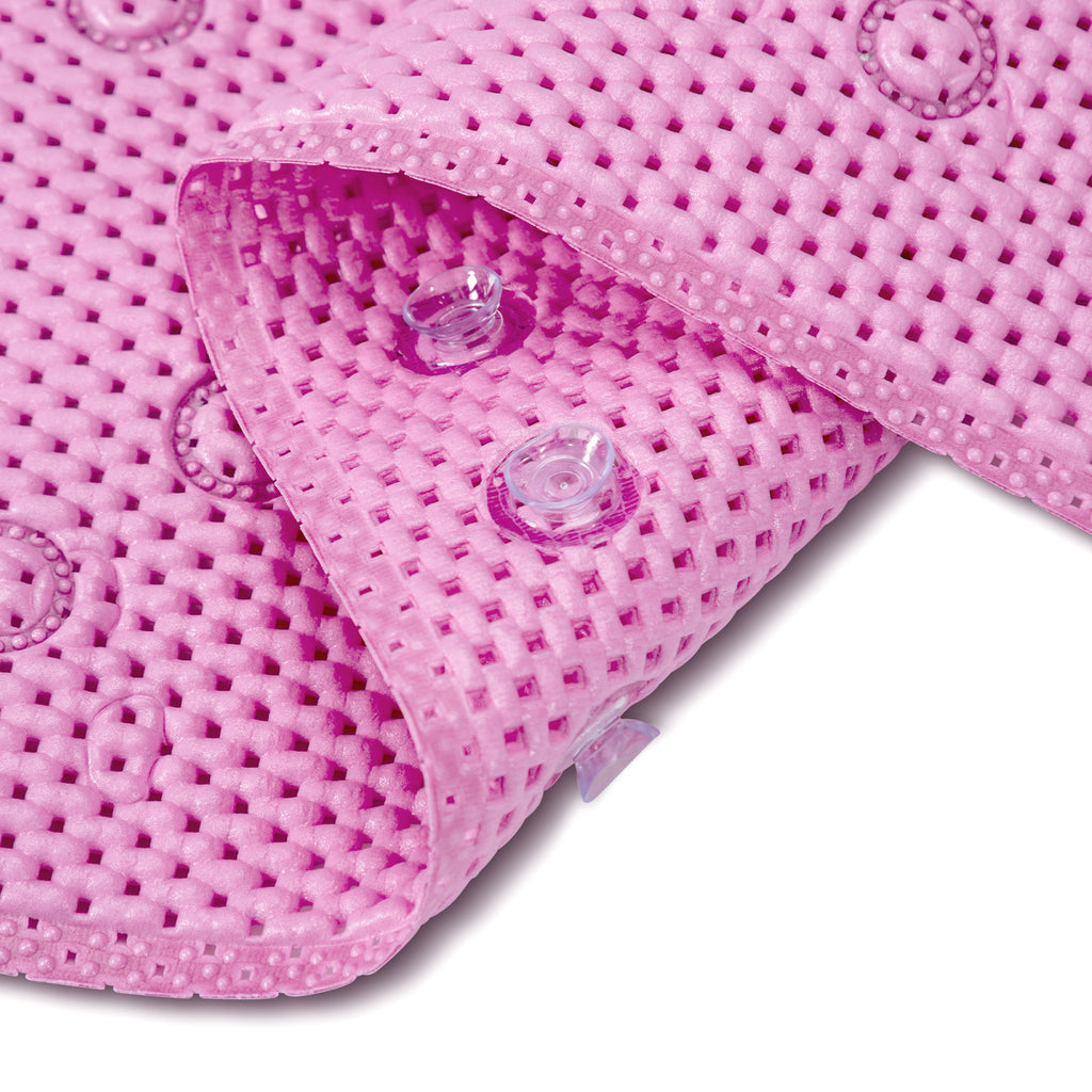 RAY STAR 17''X36'' double-layer Light Purple Non Slip, Soft Foam Bathtub Mats Bath Mat with Drain Holes, Suction Cups