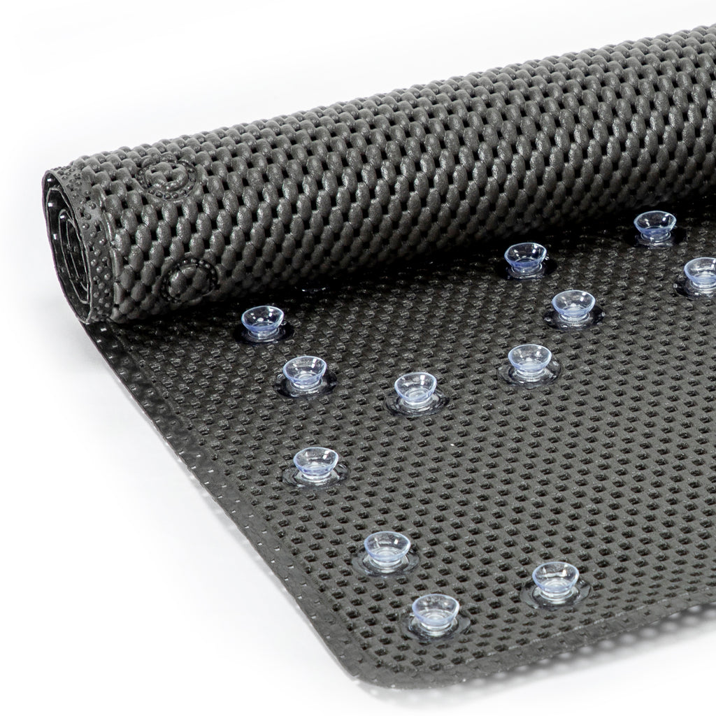RAY STAR 17''X36'' Black Non Slip, Soft Foam Bathtub Mats Bath Mat with Drain Holes, Suction Cups