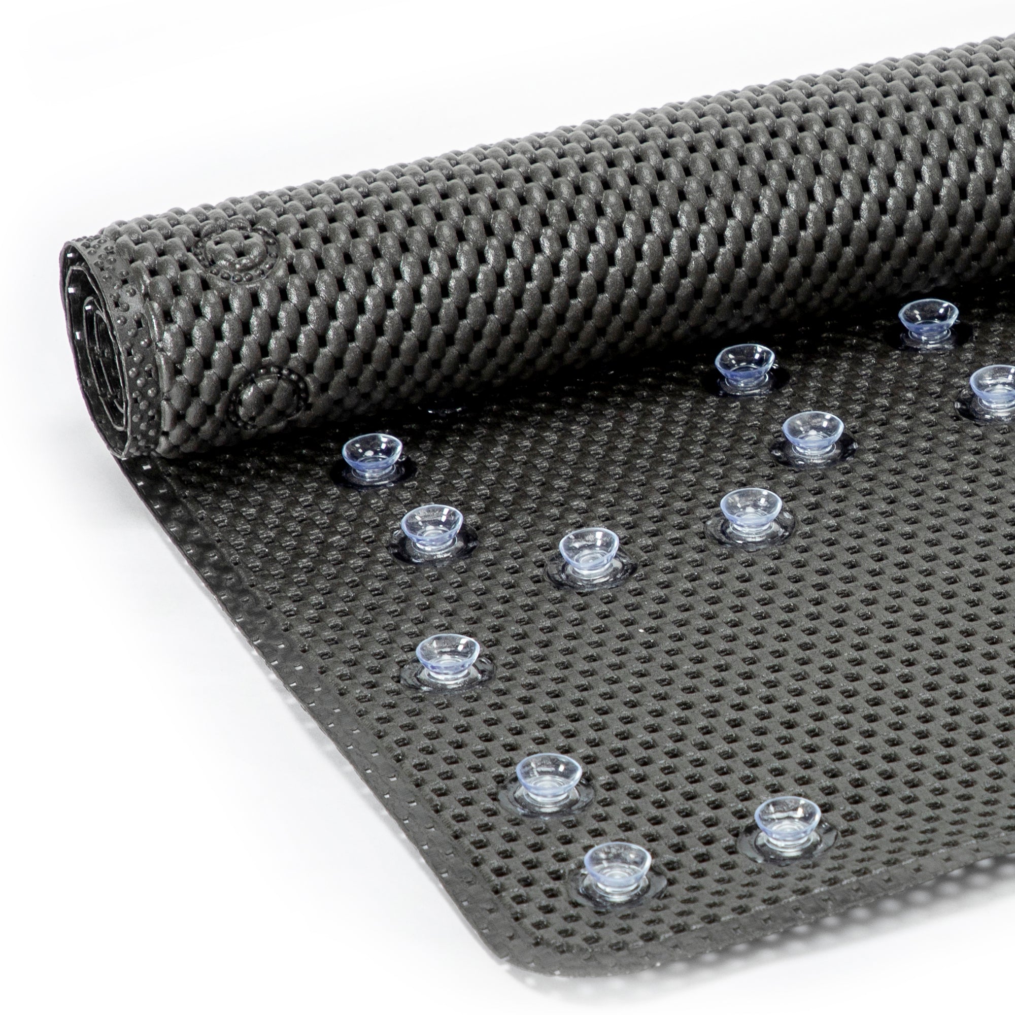 RAY STAR 17''X36'' Black Non Slip, Soft Foam Bathtub Mats Bath Mat with Drain Holes, Suction Cups