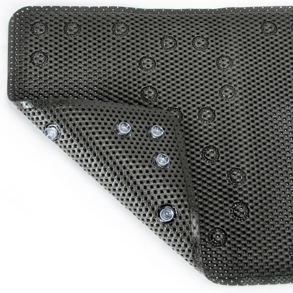 RAY STAR 17''X36'' Black Non Slip, Soft Foam Bathtub Mats Bath Mat with Drain Holes, Suction Cups