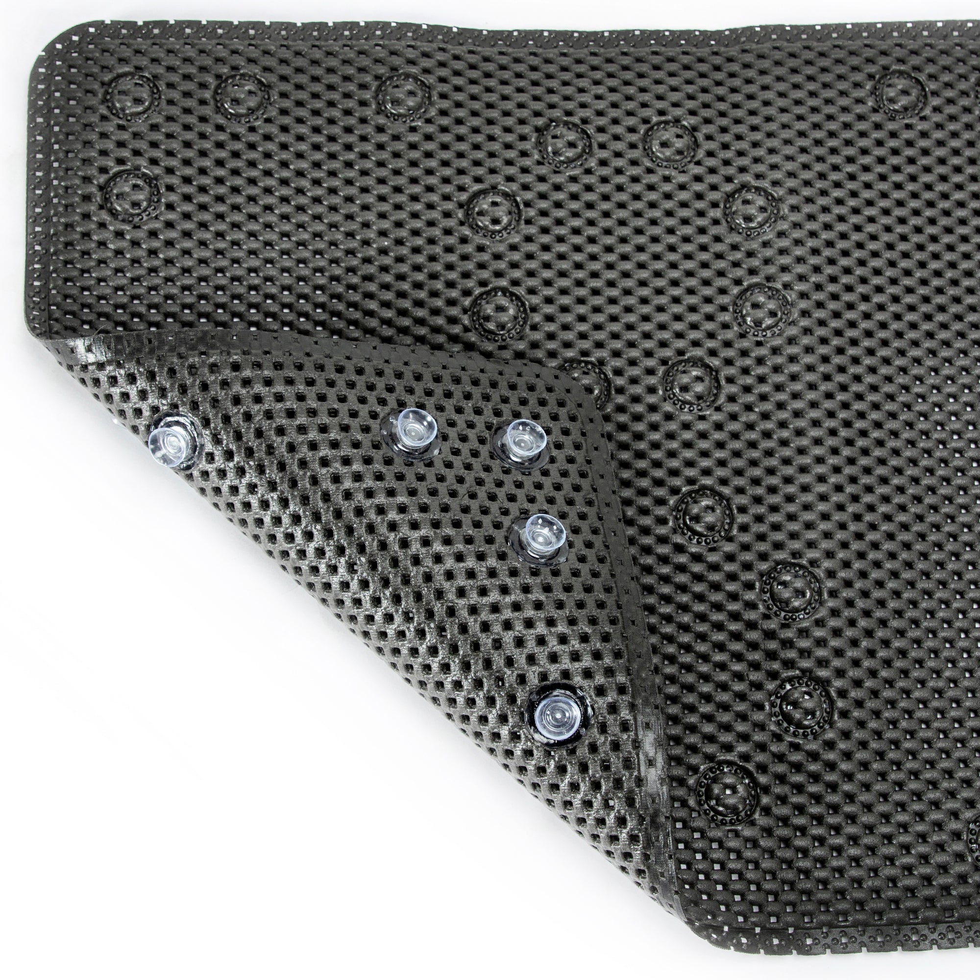 RAY STAR 17''X36'' Black Non Slip, Soft Foam Bathtub Mats Bath Mat with Drain Holes, Suction Cups