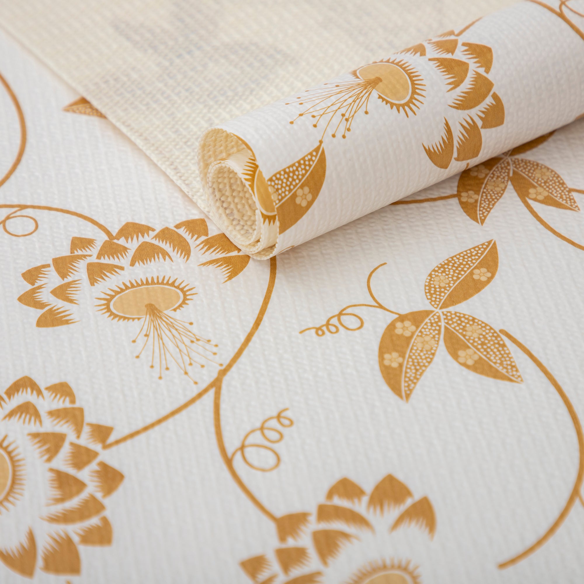 RAY STAR Grip Shelf Liner Non Adhesive, Easy Clean Kitchen Drawer, Cabinet, Cupboard Dresser Protector Cover（Yellow flower branch)