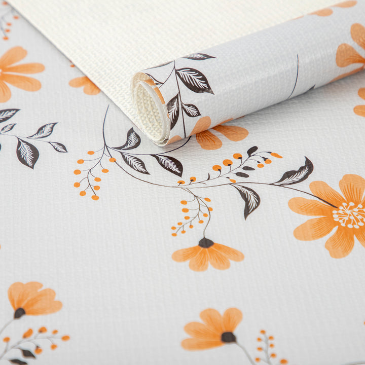 RAY STAR Grip Shelf Liner Non Adhesive, Easy Clean Kitchen Drawer, Cabinet, Cupboard Dresser Protector Cover（yellow flower)