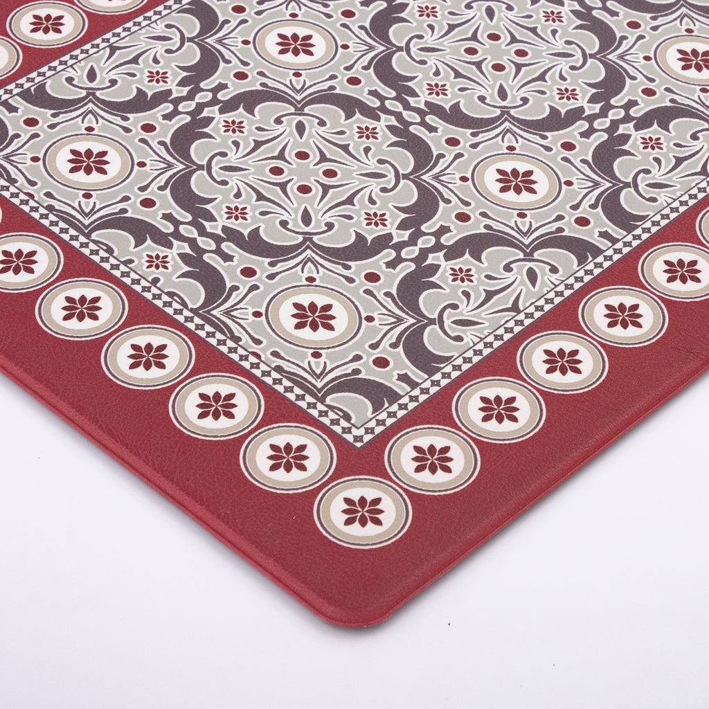 Vinyl Foam Kitchen Mat with Sophisticated Carpet Design Red