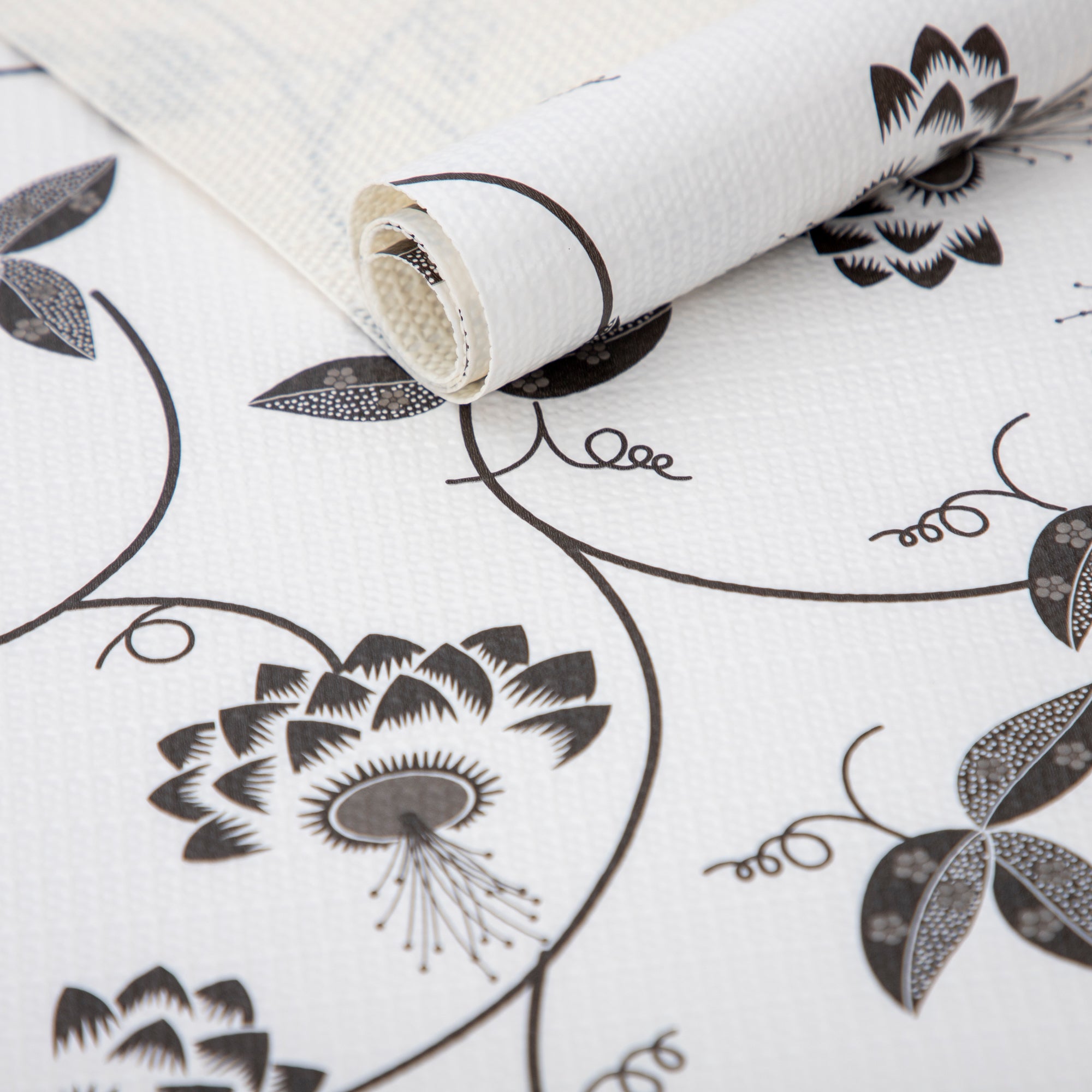 RAY STAR Grip Shelf Liner Non Adhesive, Easy Clean Kitchen Drawer, Cabinet, Cupboard Dresser Protector Cover（Black flower branch)