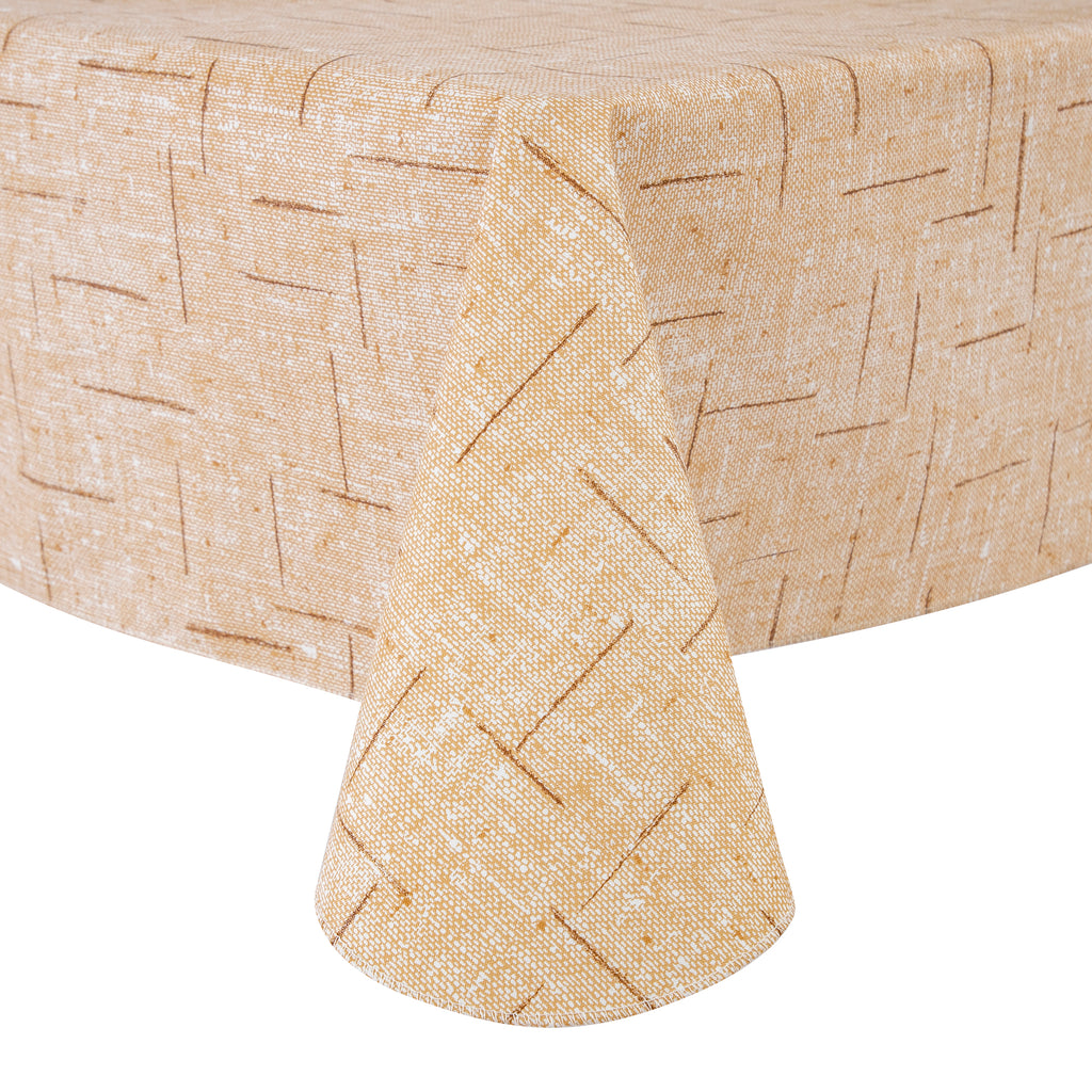 Classic yellow beige Polyester Tablecloth Vinyl Surface with Flannel Backing Oilcloth Waterproof holiday