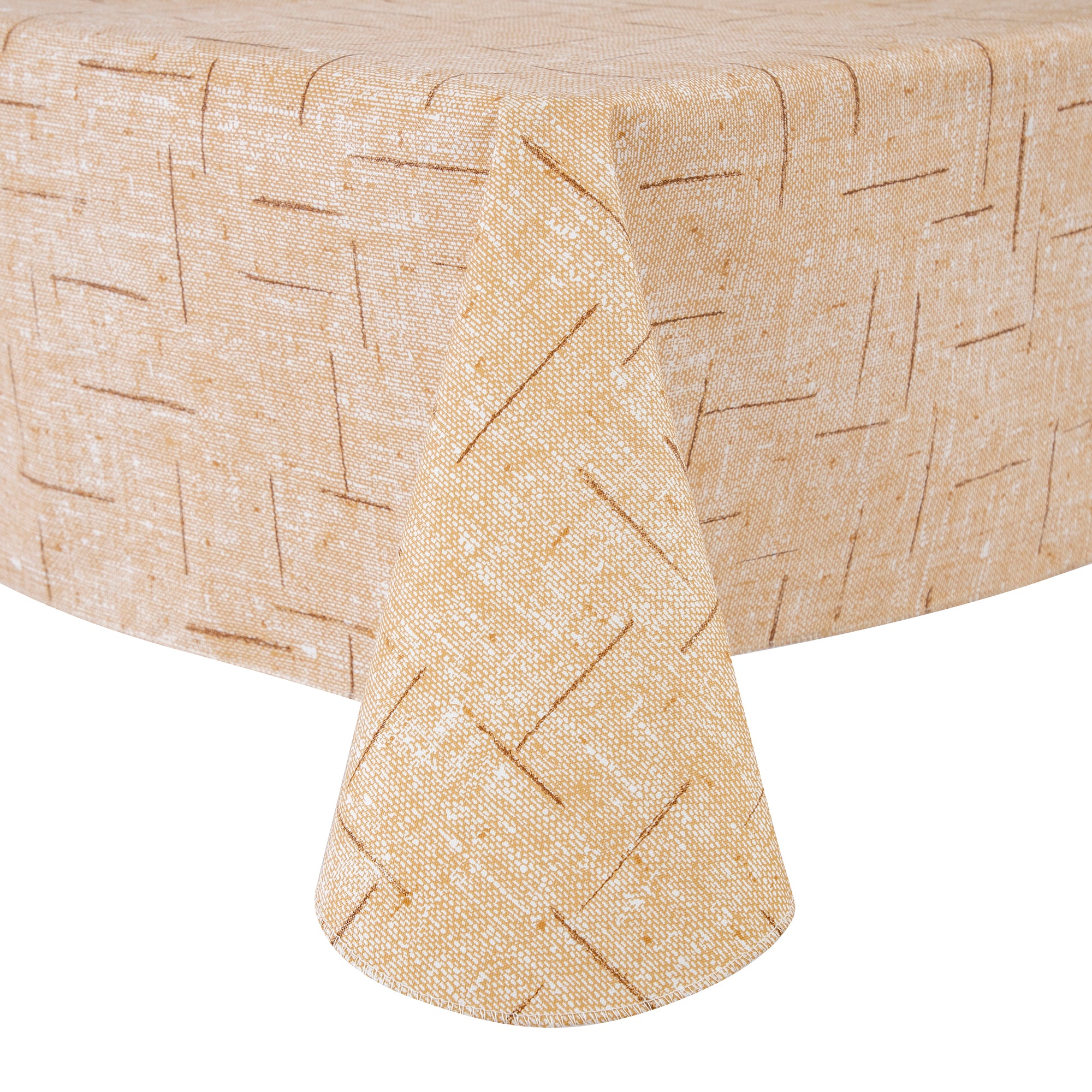Classic yellow beige Polyester Tablecloth Vinyl Surface with Flannel Backing Oilcloth Waterproof holiday
