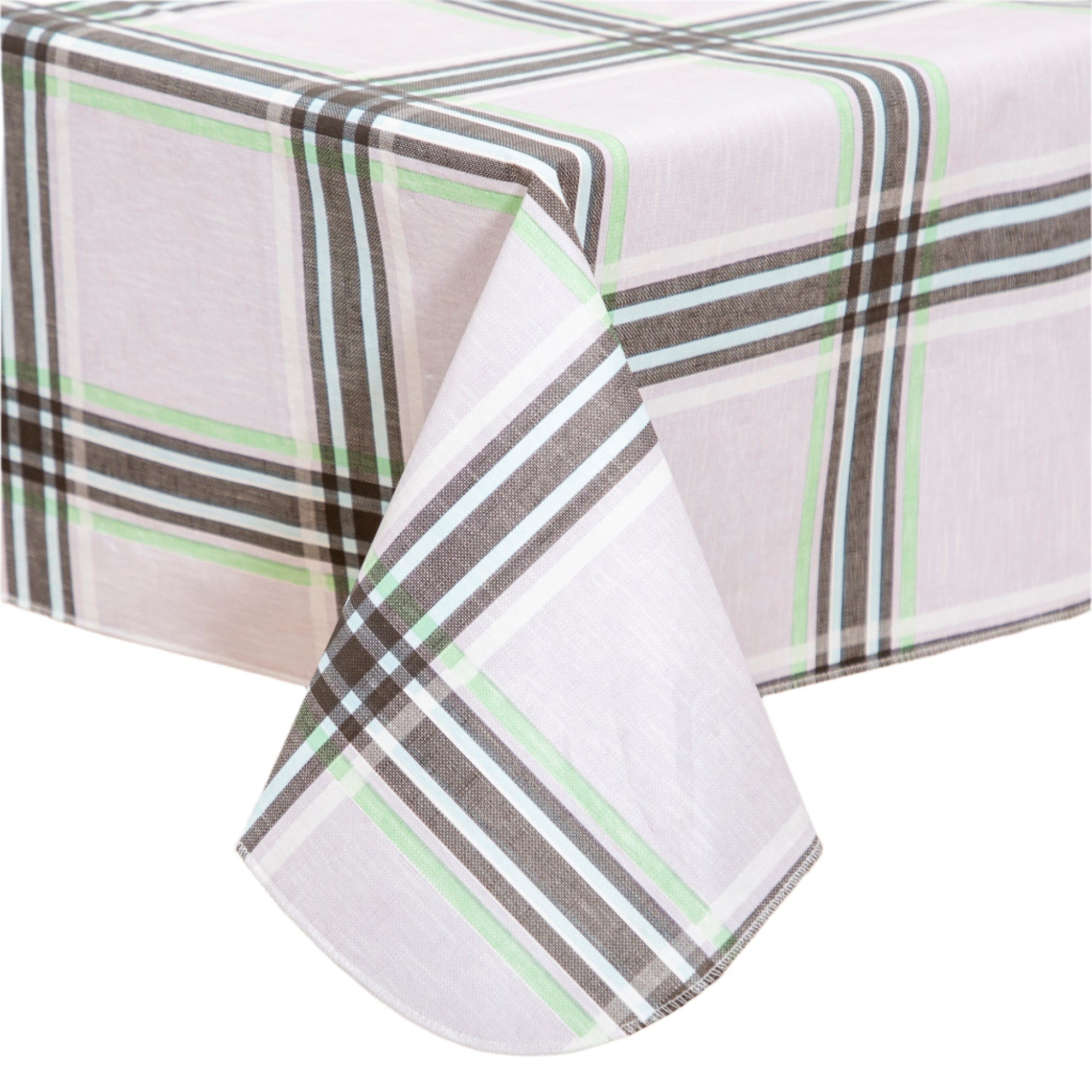 Classic Multi-color Green grid Tablecloth Vinyl Surface with Flannel Backing Oilcloth Waterproof holiday