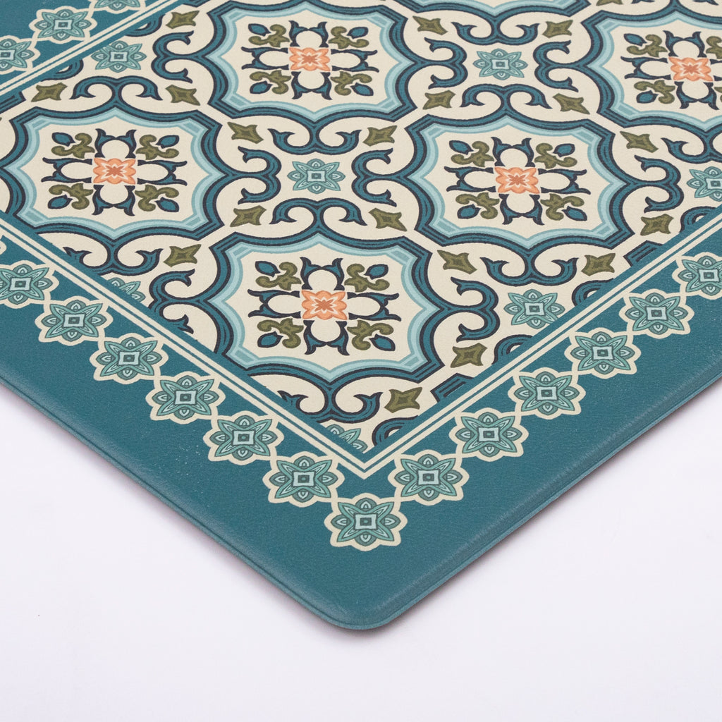 Vinyl Foam Kitchen Mat with Sophisticated Carpet Design Green