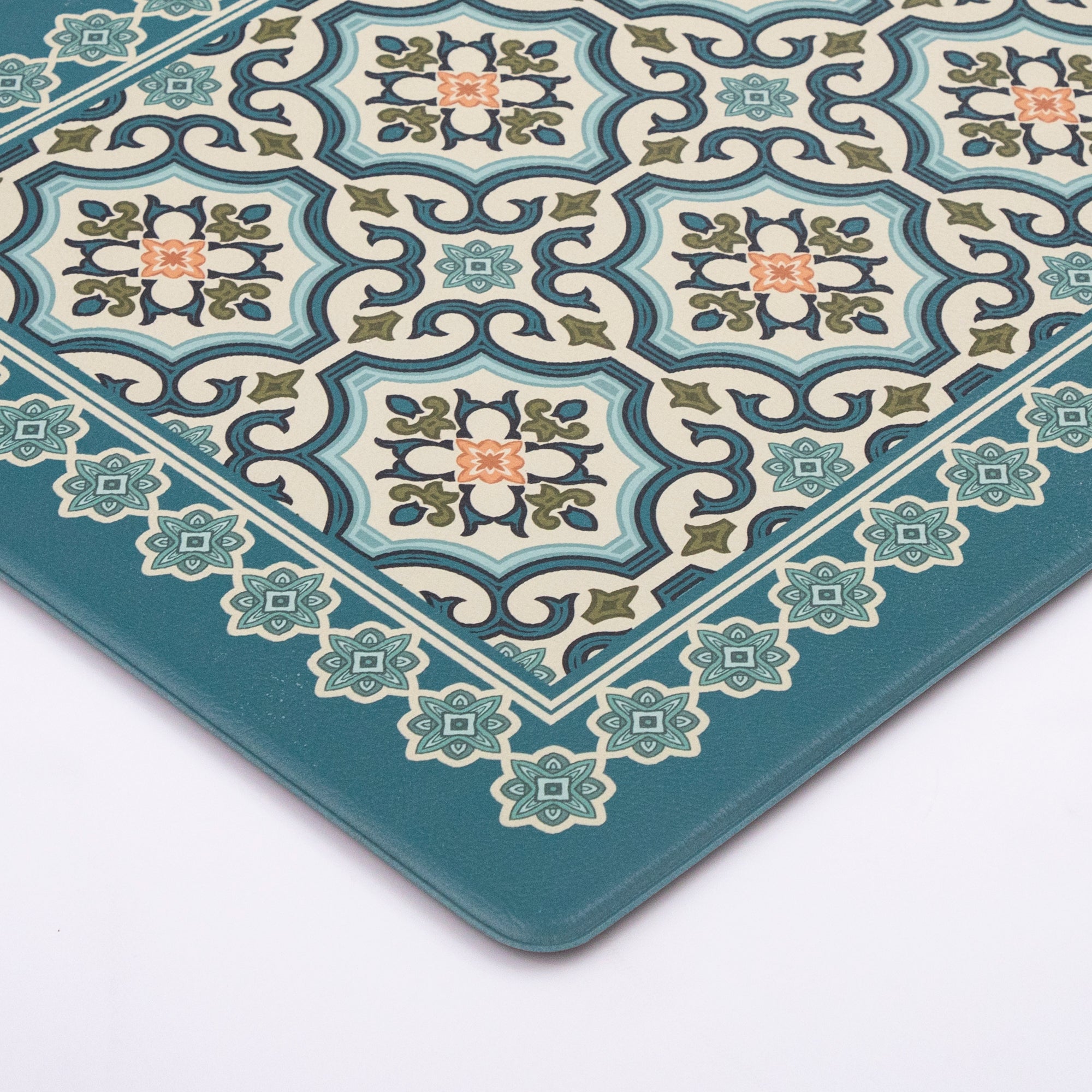 Vinyl Foam Kitchen Mat with Sophisticated Carpet Design Green