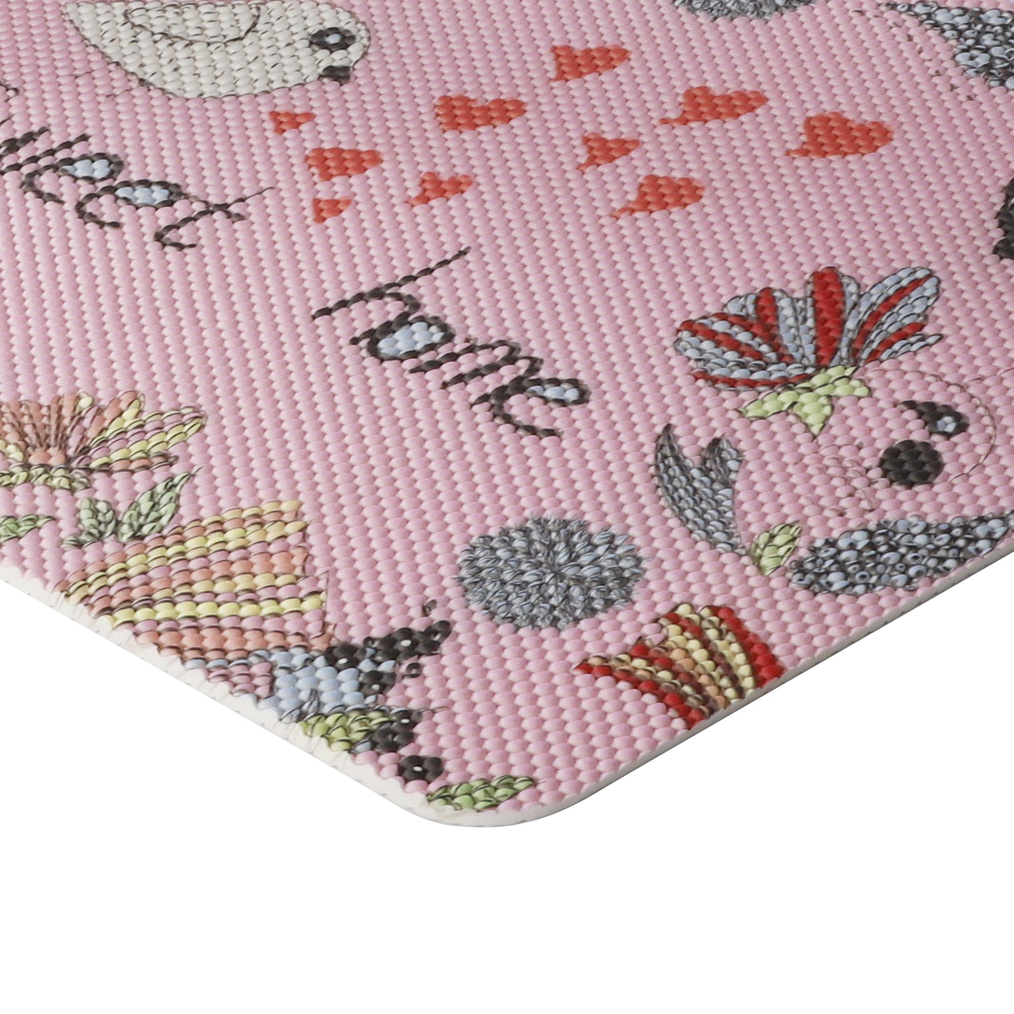 RAY STAR Pink Bird & Forest Design Non-slip Vinyl Rugs High Density Cushion Extra Comfort