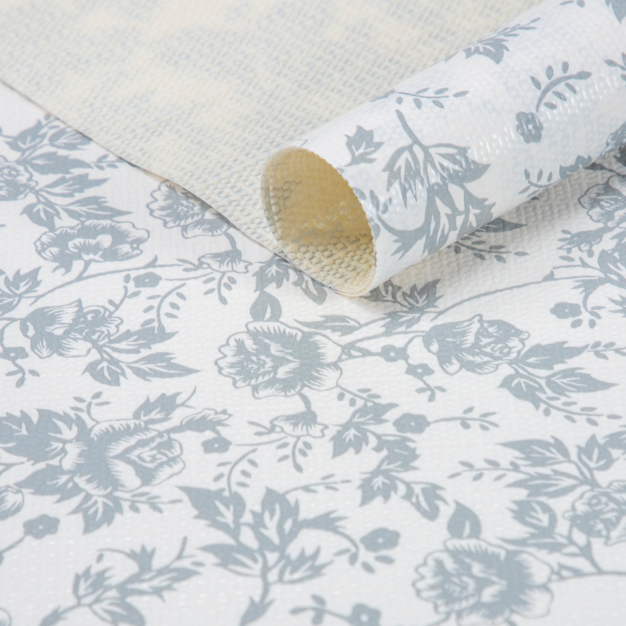 RAY STAR Grip Shelf Liner Non Adhesive, Easy Clean Kitchen Drawer, Cabinet, Cupboard Dresser Protector Cover（Grey flower)