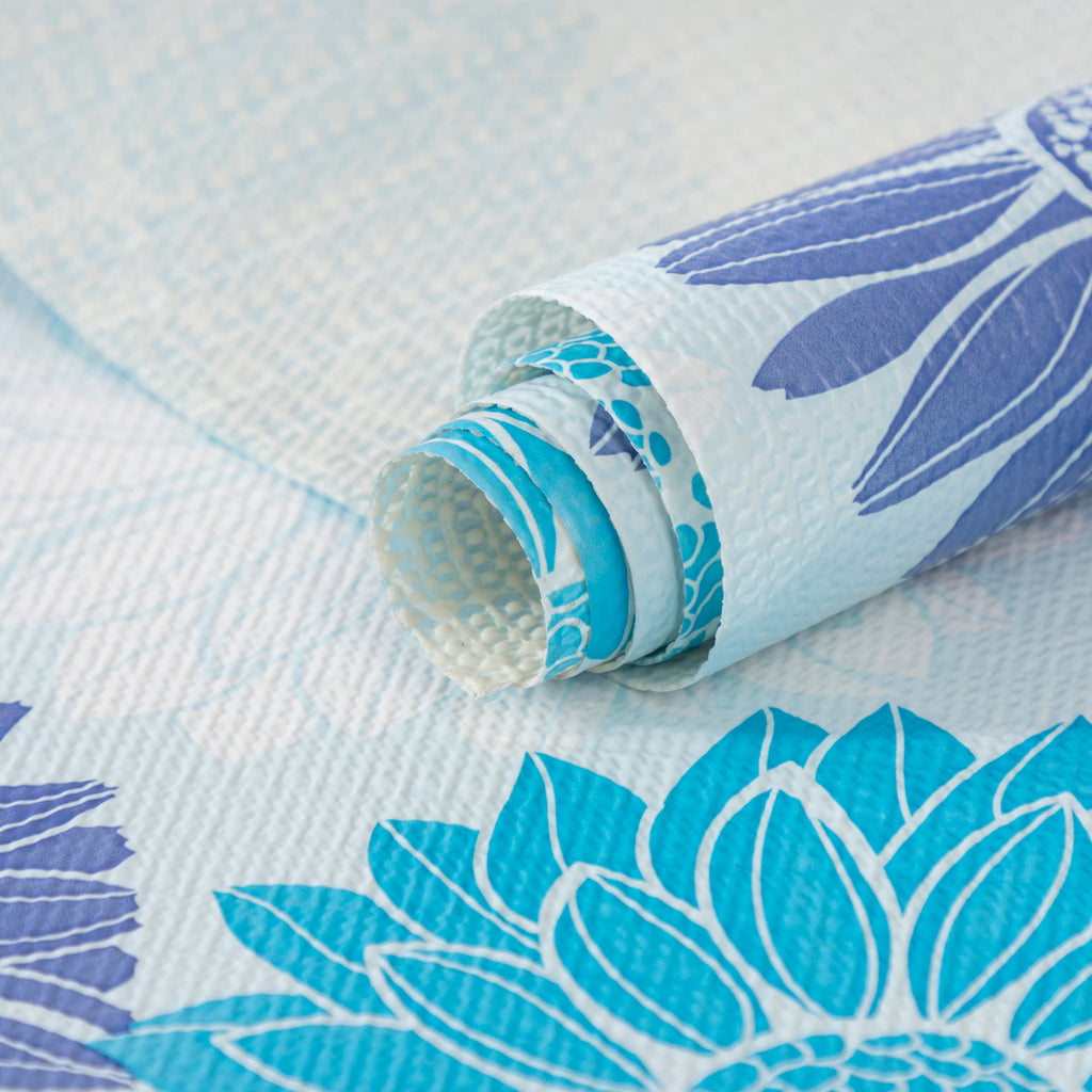 RAY STAR Grip Shelf Liner Non Adhesive, Easy Clean Kitchen Drawer, Cabinet, Cupboard Dresser Protector Cover（Blue beautiful flowers)