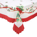 Christmas Bright flower branches Polyester Tablecloth Vinyl Surface with Flannel Backing Oilcloth Waterproof holiday