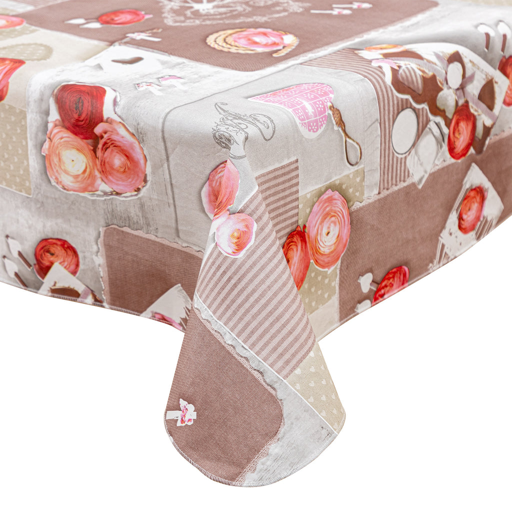 RAY STAR Valentine's Day special Pink and Colorful Tablecloth With Flannel Backing Round and Rectangle