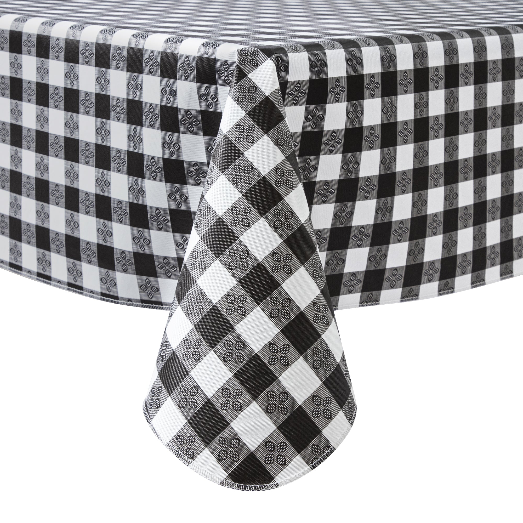 RAY STAR Black checkered Tablecloth With Flannel Backing Round and Rectangle