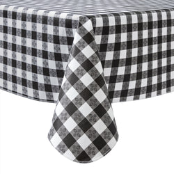 RAY STAR Black checkered Tablecloth With Flannel Backing Round and Rectangle