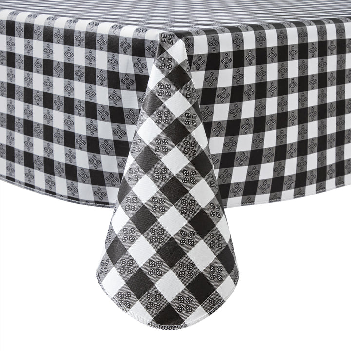 RAY STAR Black checkered Tablecloth With Flannel Backing Round and Rectangle
