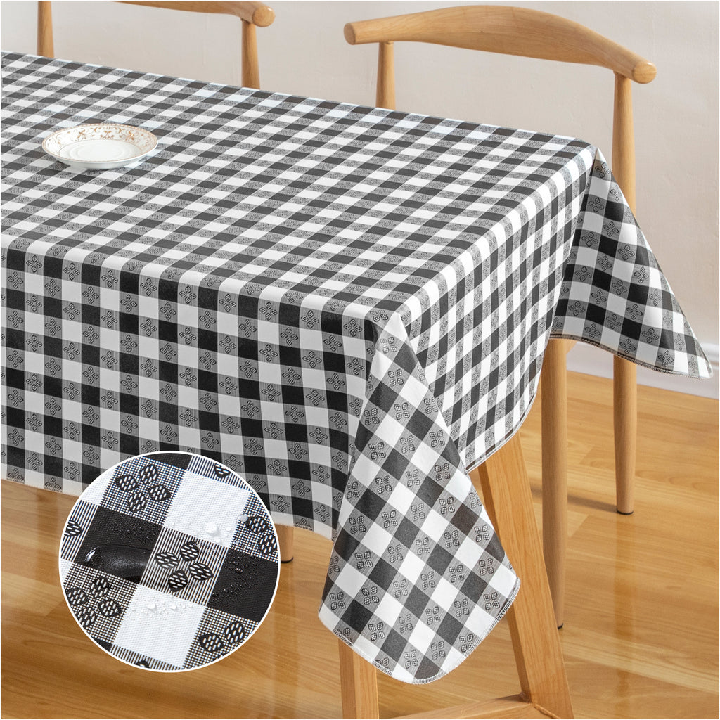 RAY STAR Black checkered Tablecloth With Flannel Backing Round and Rectangle