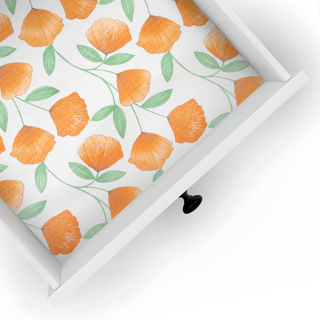 RAY STAR Four Leaf Clover Design Grip Shelf Liner Non Adhesive, Strong Grip Bottom, Easy Clean Kitchen Drawer, Cabinet, Cupboard Dresser Protector Cover（Orange Ginkgo Leaves)