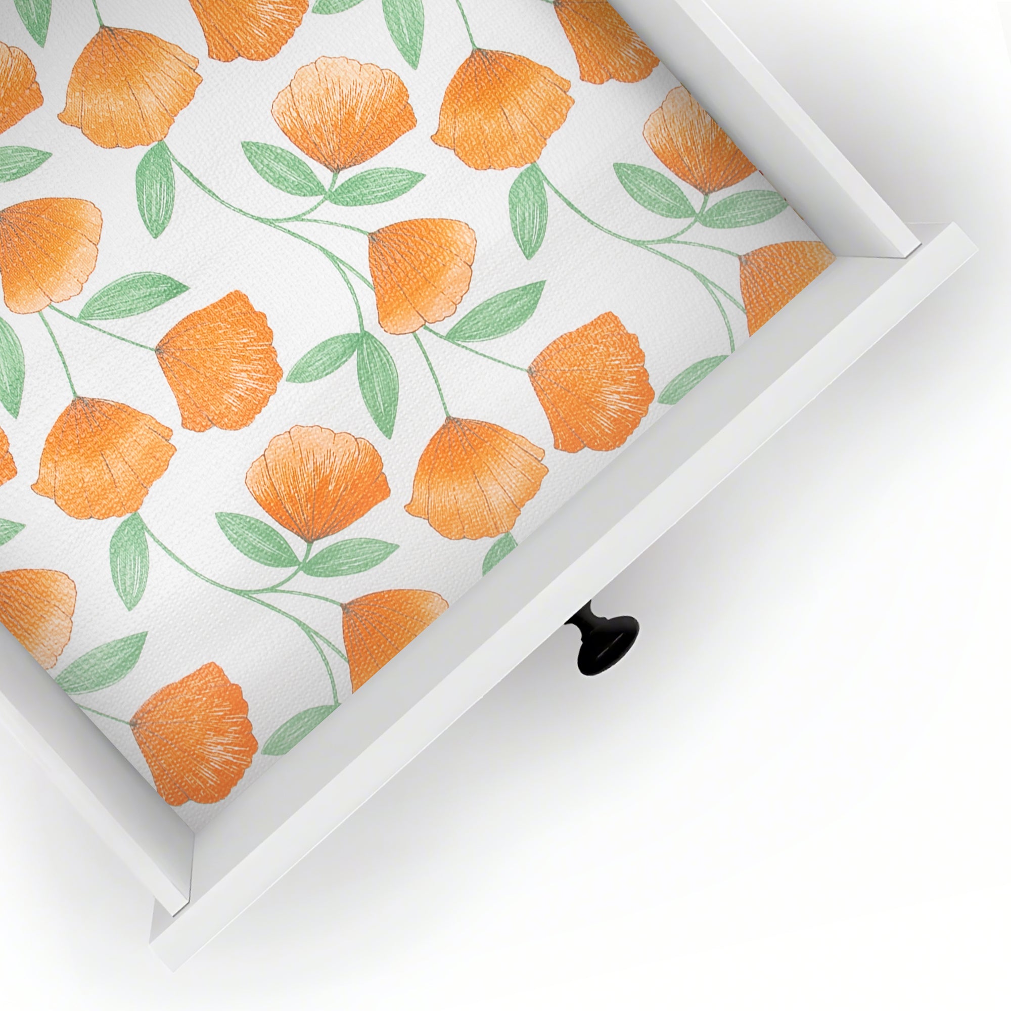 RAY STAR Four Leaf Clover Design Grip Shelf Liner Non Adhesive, Strong Grip Bottom, Easy Clean Kitchen Drawer, Cabinet, Cupboard Dresser Protector Cover（Orange Ginkgo Leaves)